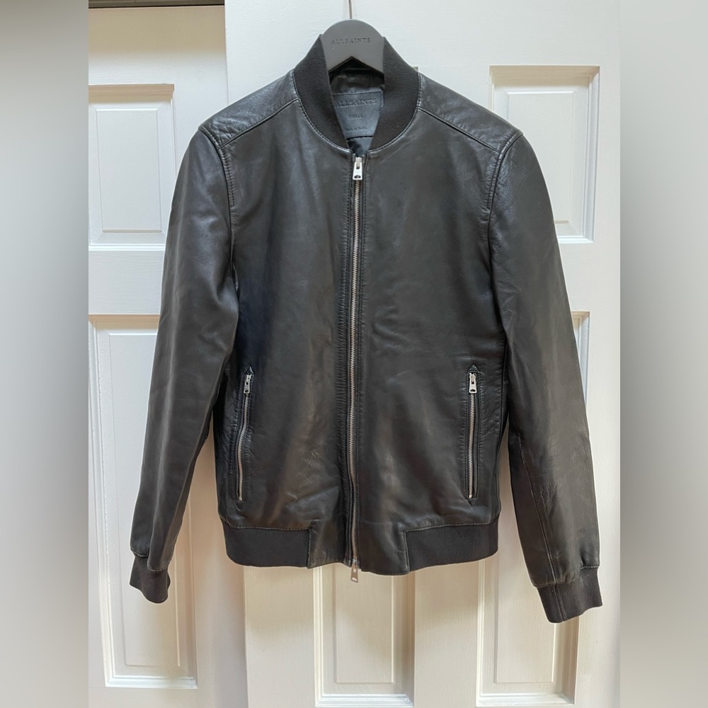 AllSaints Leather Bomber Jacket Size Small
